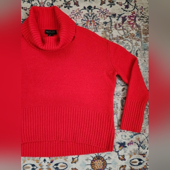Rachel Zoe Red Knit Turtleneck Sweater Oversized Long Sleeve, sz MD - Picture 5 of 12